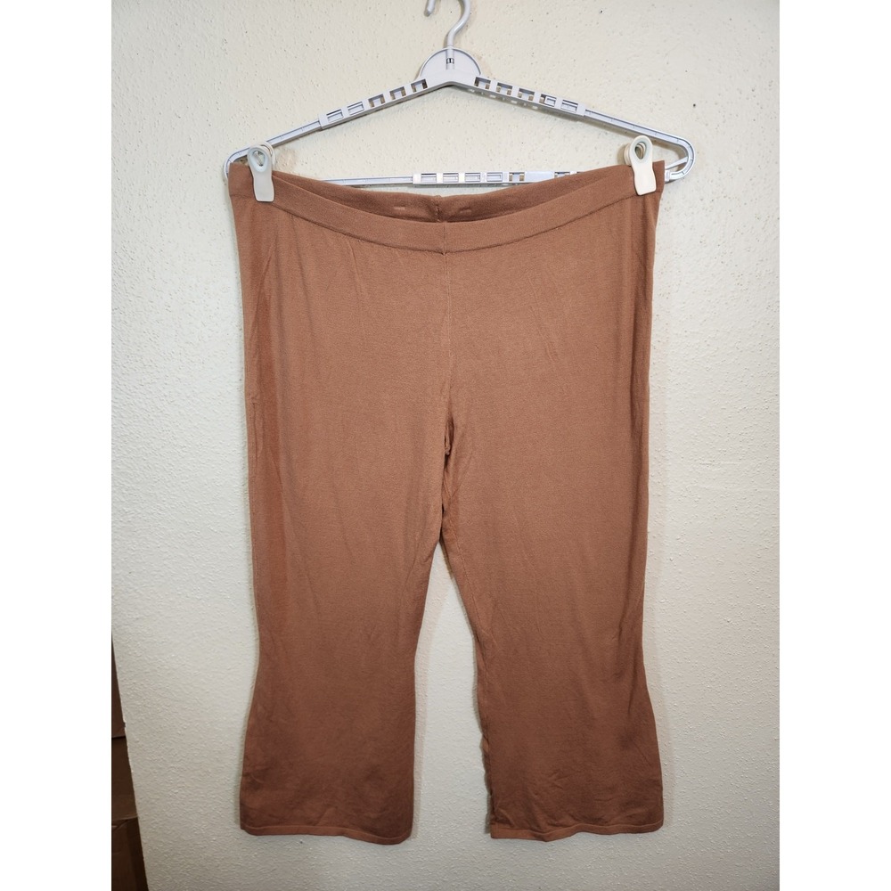 Sofia Jeans Womens 2X Brown Knit Pants Cozy Relaxed Cropped Flare Casual Comfort